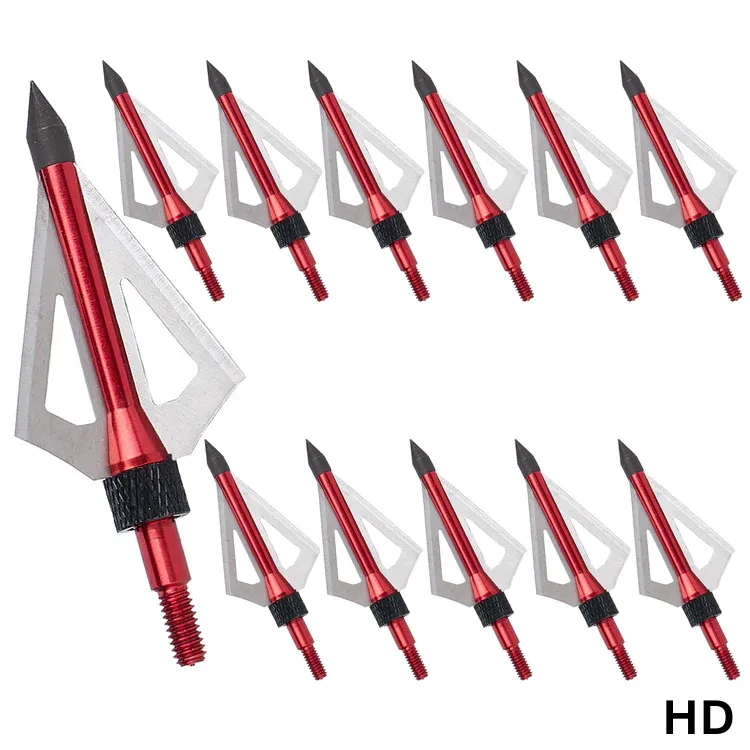 12X 100-GRAIN RED/SILVER SCREW-IN BROADHEADS