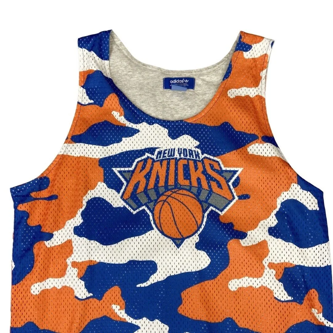 2014 Orange, White & Blue Camo Adidas New York Knicks Lined Mesh Vest Medium