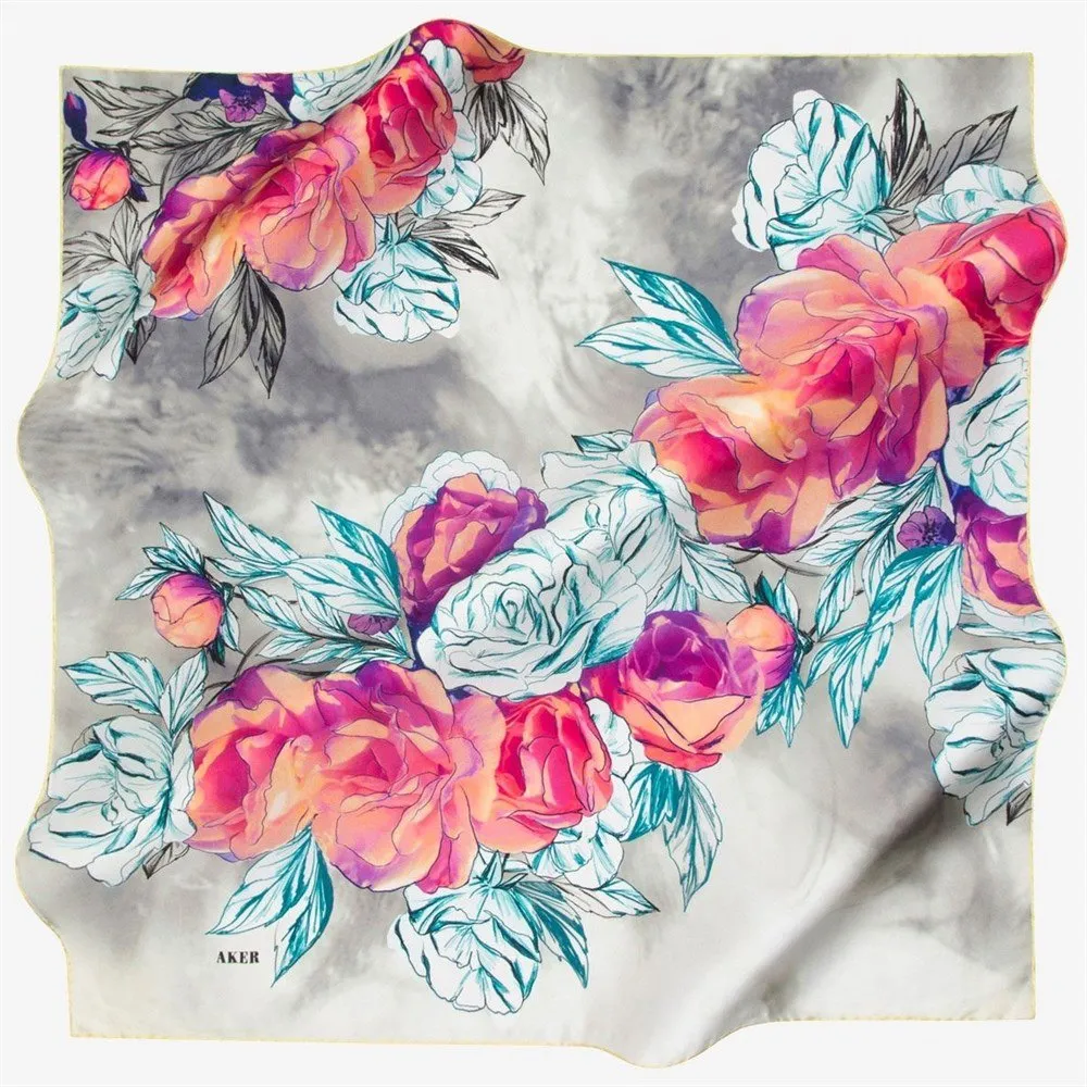 Aker Rosa Designer Silk Scarf No. 61