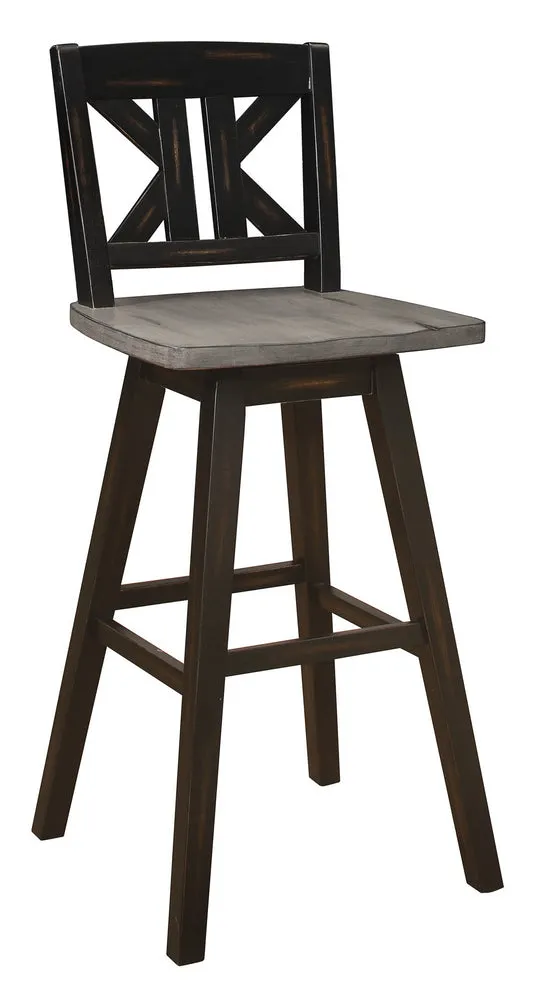 Amsonia 2 Black/Distressed Gray Wood Bar Chairs