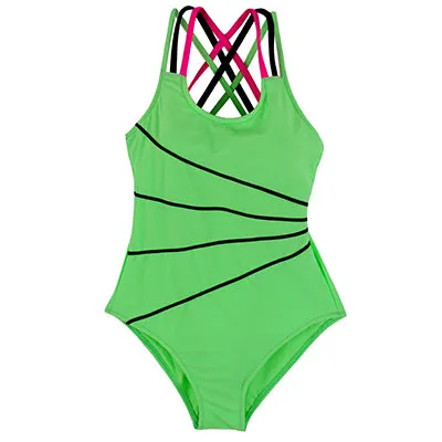 Andzhelika 2017 Swimsuit Girls One Piece Swimwear Solid Bandage Bodysuit Children Beachwear Sports Swim Suit Bathing Suit AK8675