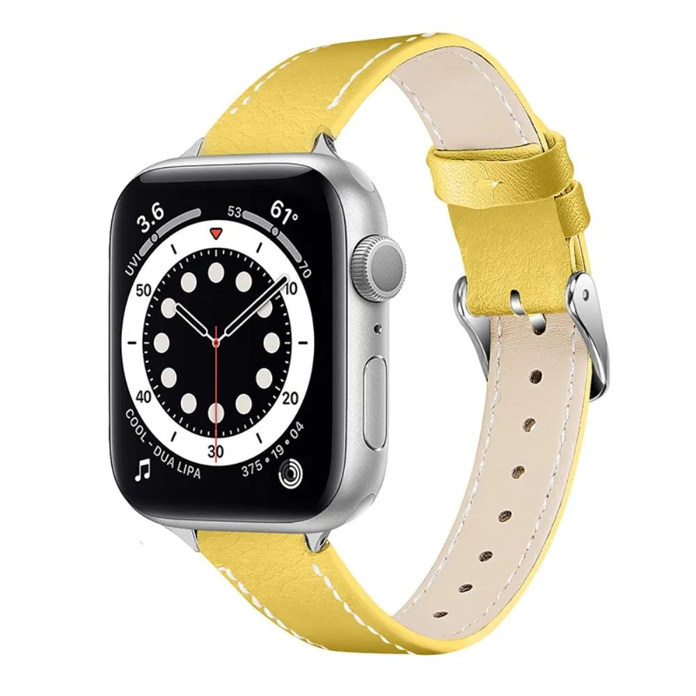 Apple Watch (45mm) elegant genuine leather watch strap - Yellow