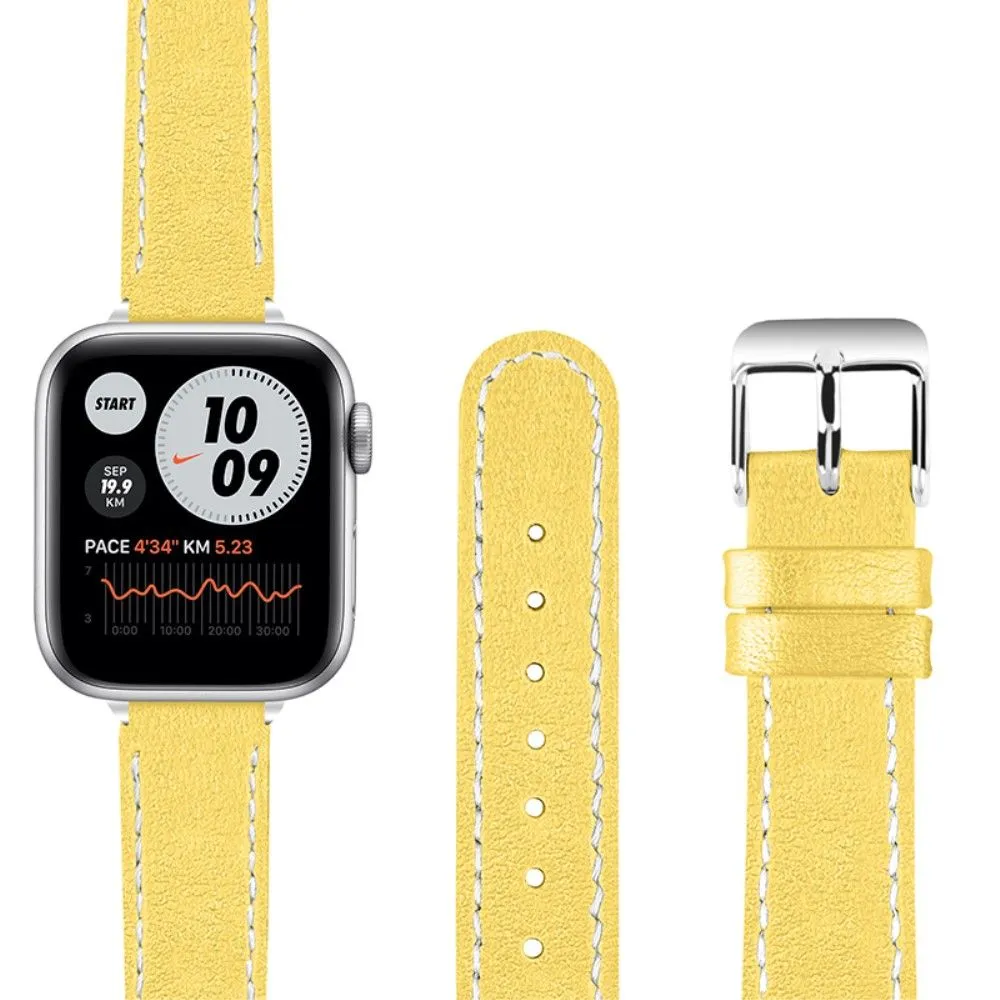 Apple Watch (45mm) elegant genuine leather watch strap - Yellow