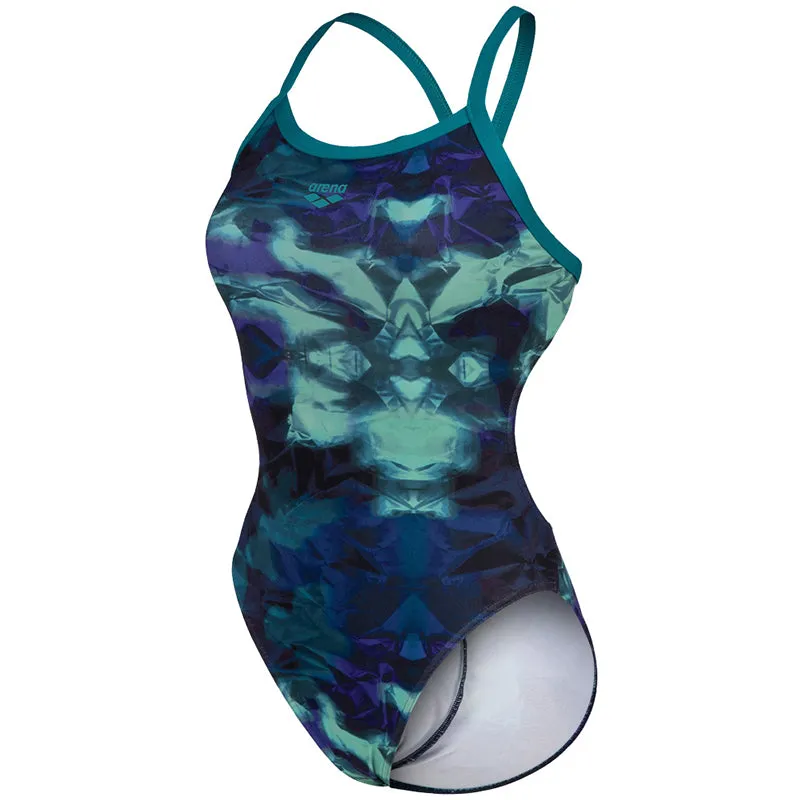 Arena - Women’s Hero Camo Print Swimsuit - Navy/Green Lake Multi