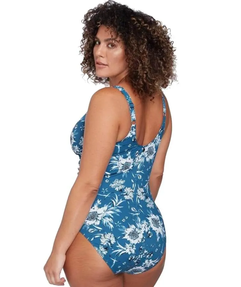 Artesands Fleur Du Champ Delacroix Cross Front D-G Cup One Piece Swimsuit - Cerulean