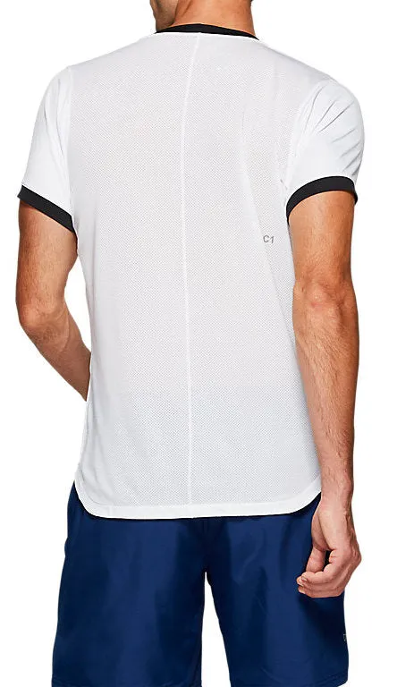 Asics Club Short Sleeve Top White/Black - T-Shirt 2041A037-100