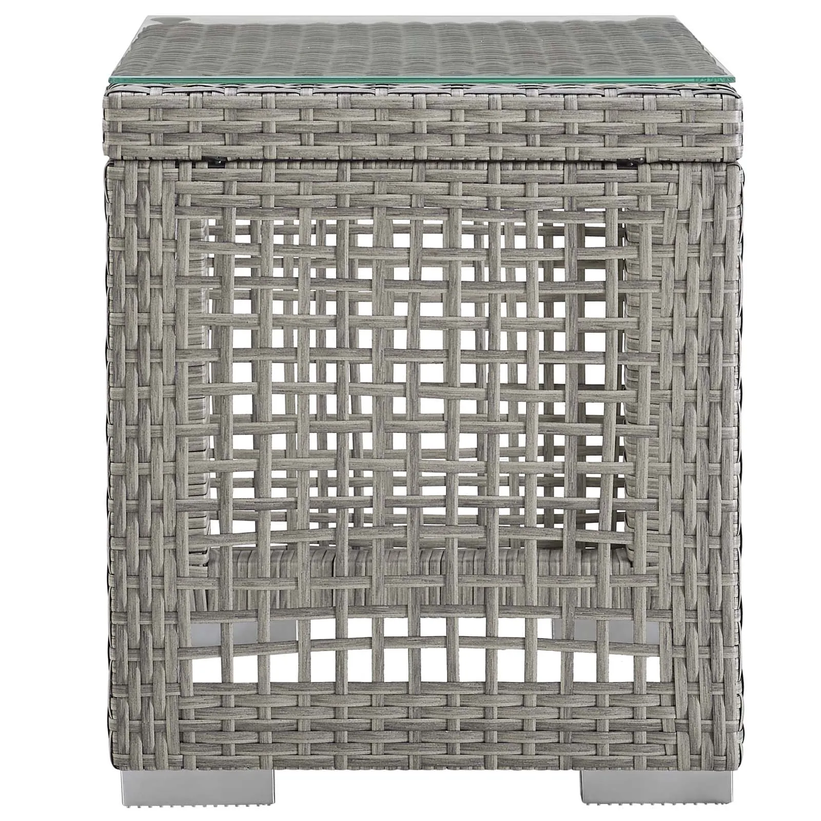 Aura Outdoor Patio Wicker Rattan Side Table in Gray