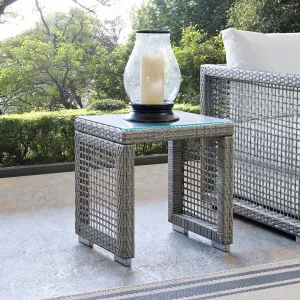 Aura Outdoor Patio Wicker Rattan Side Table in Gray