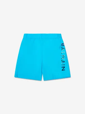 Balmain Boys Logo Swim Shorts in Blue