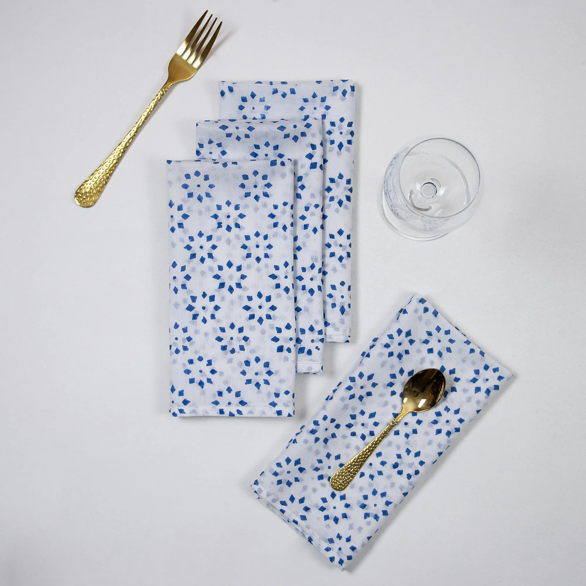 Best Napkins Hand Block Blue Flower Print