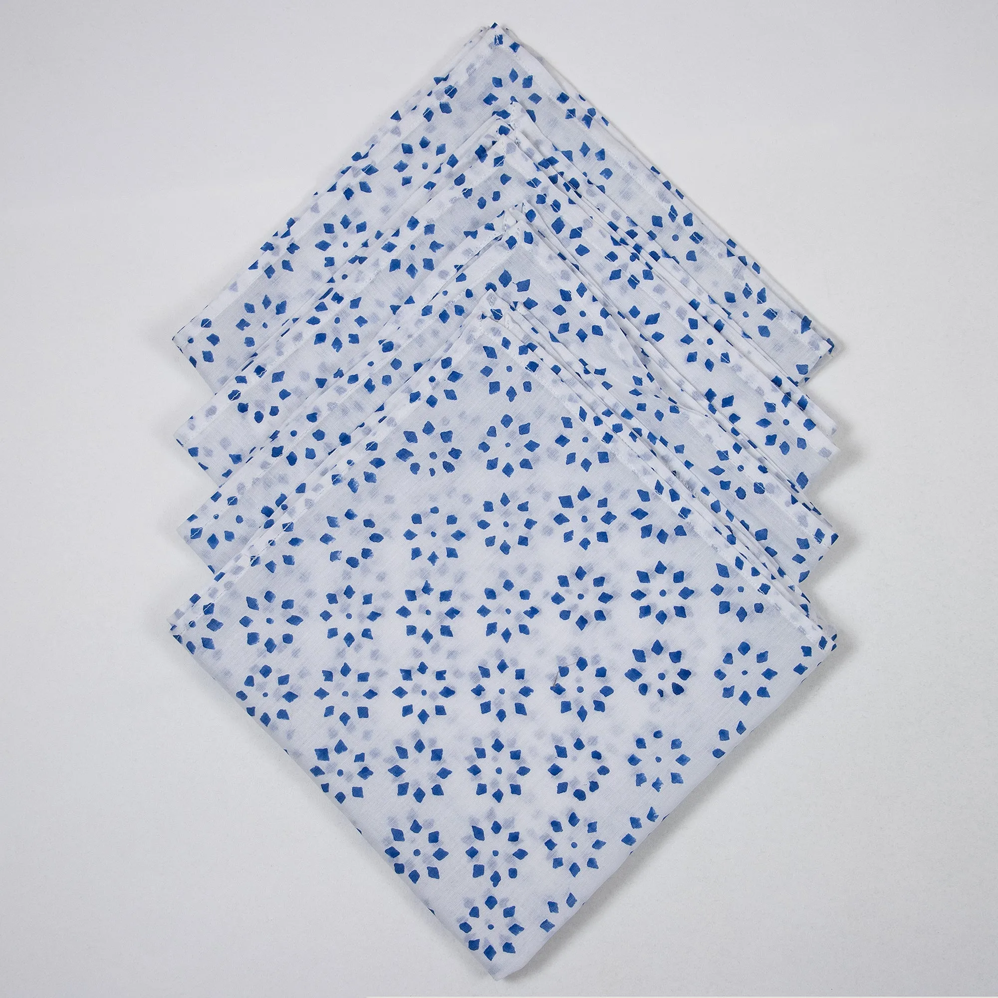 Best Napkins Hand Block Blue Flower Print