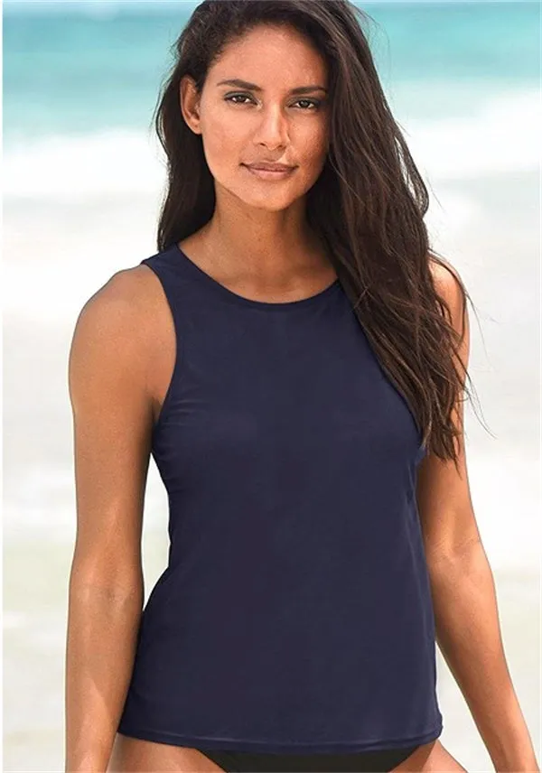 Black Basic Pure Color Tankini Set