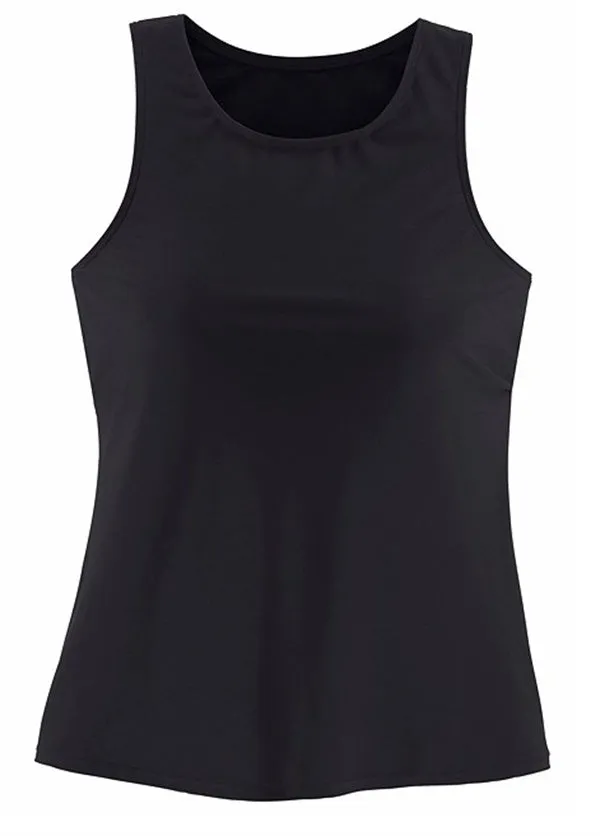 Black Basic Pure Color Tankini Set