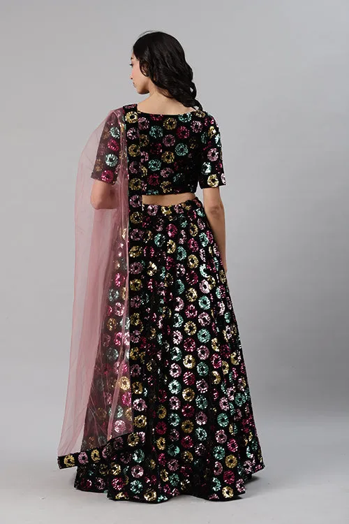 Black Sequins Embroidered Buy Indian Lehenga Choli Collection