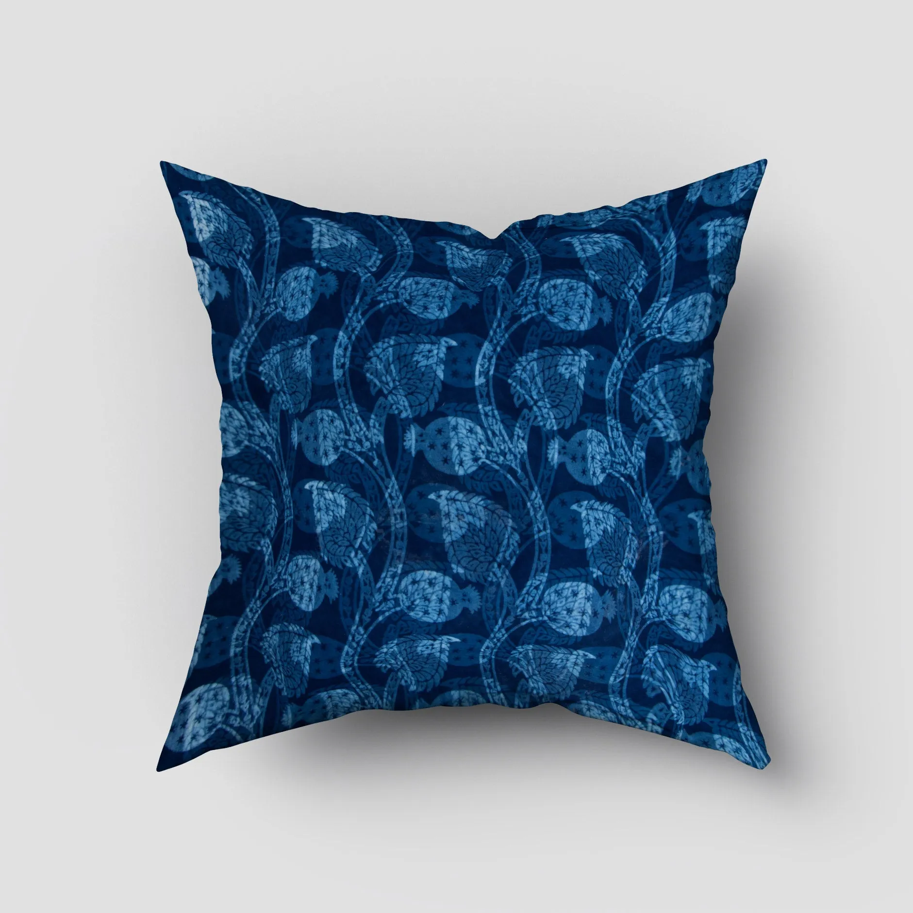 Blue Hand Block Floral Printed Reversible Cotton Sofa Cushion Cover Material