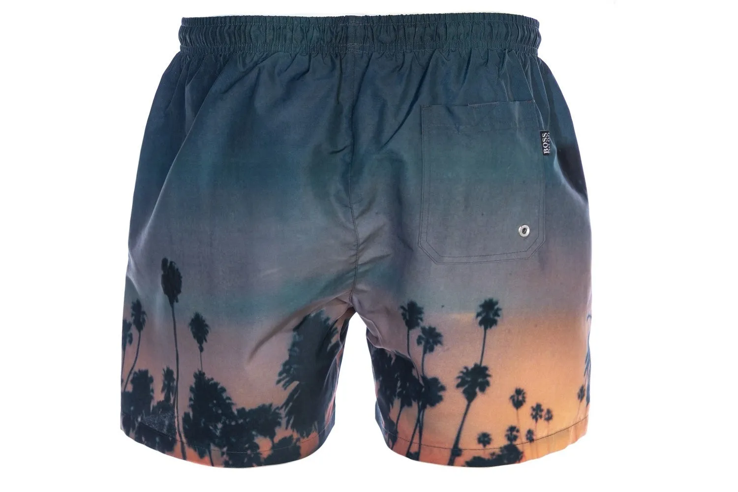 BOSS Springfish Swim Short in Navy & Orange