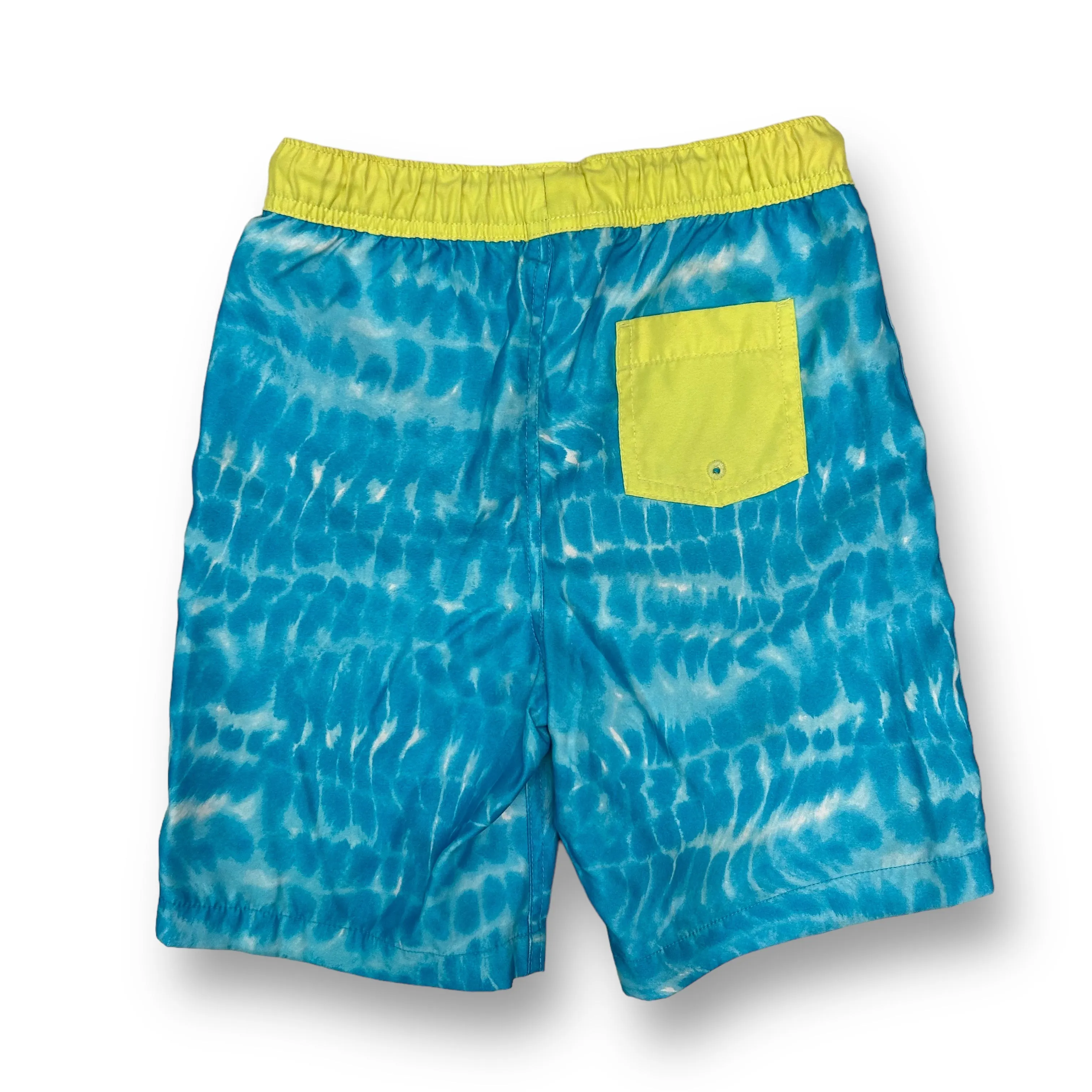 Boys Lands End Size 10/12 L Blue & Yellow Swim Trunks