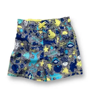 Boys Mick Mack Size 18 Months Gray & Blue Tropical Fish Swim Trunks