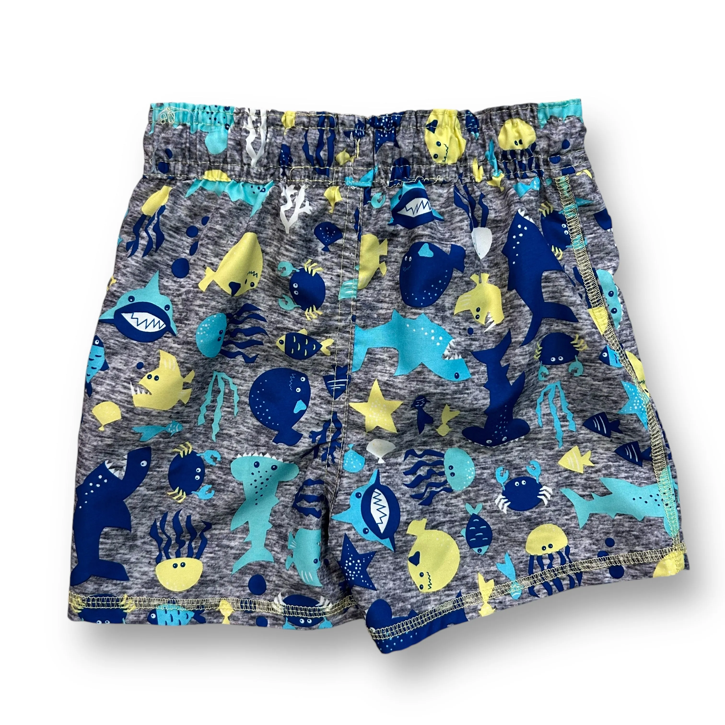 Boys Mick Mack Size 18 Months Gray & Blue Tropical Fish Swim Trunks