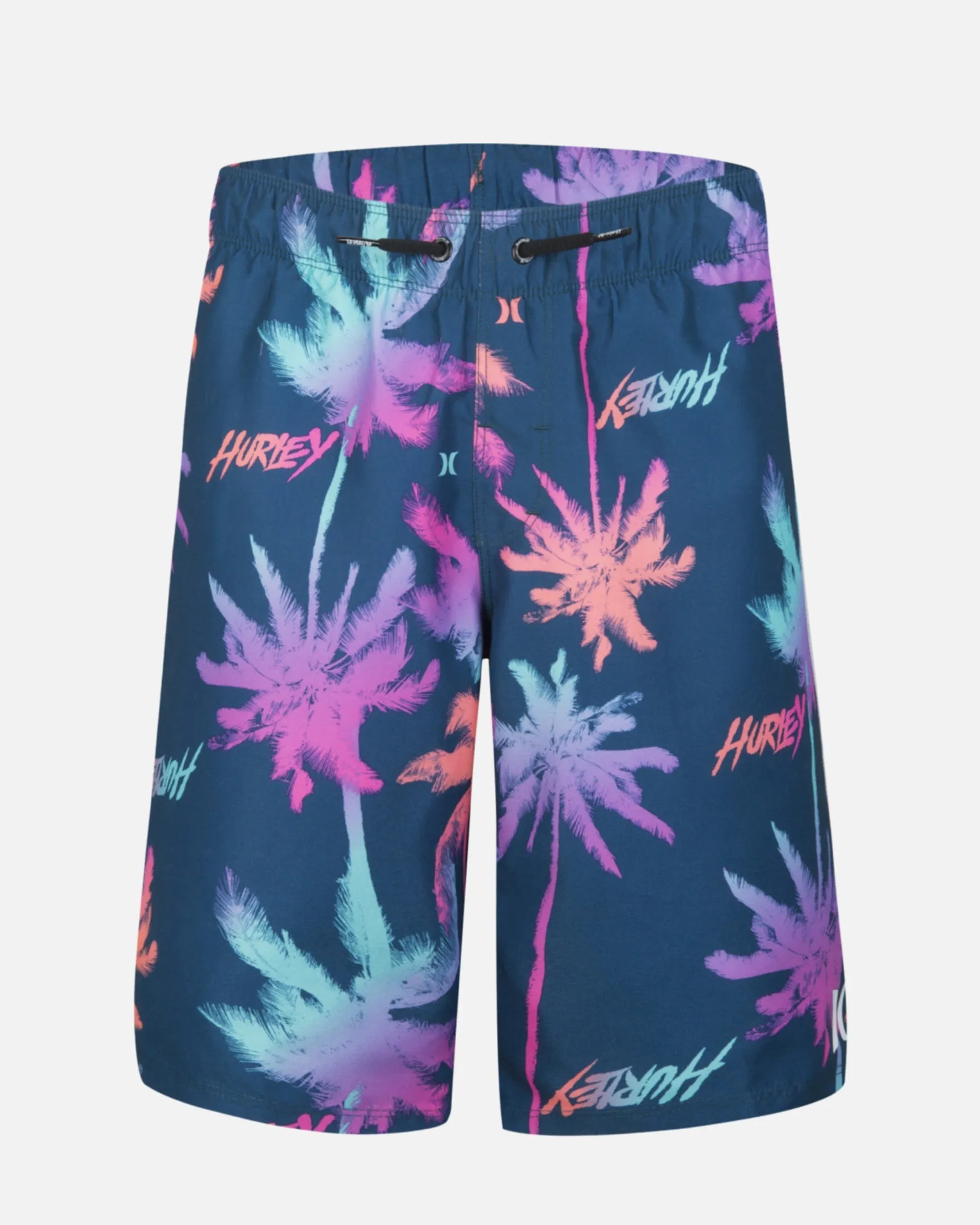 Boys Palm Print Pull On Swim Trunks