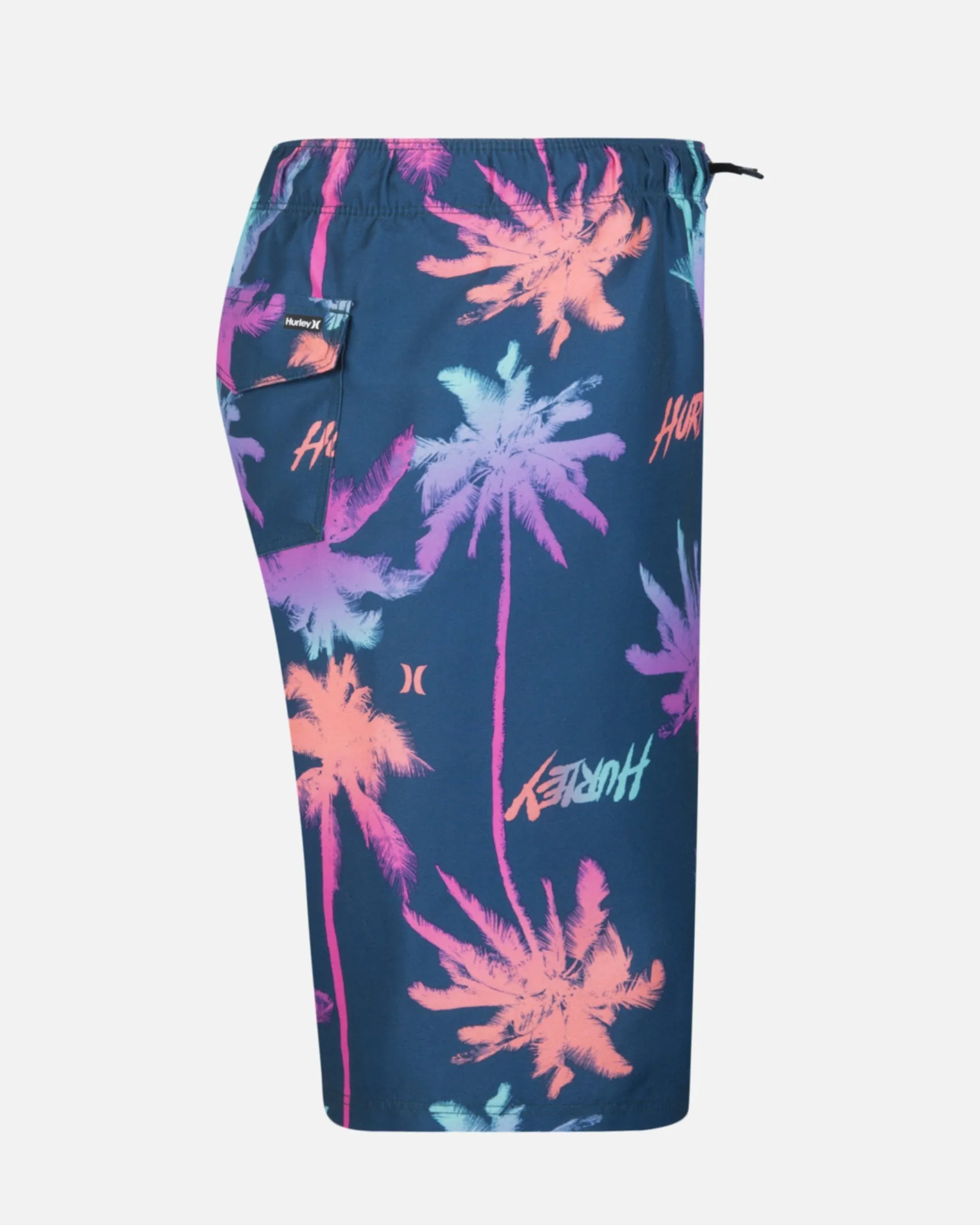 Boys Palm Print Pull On Swim Trunks