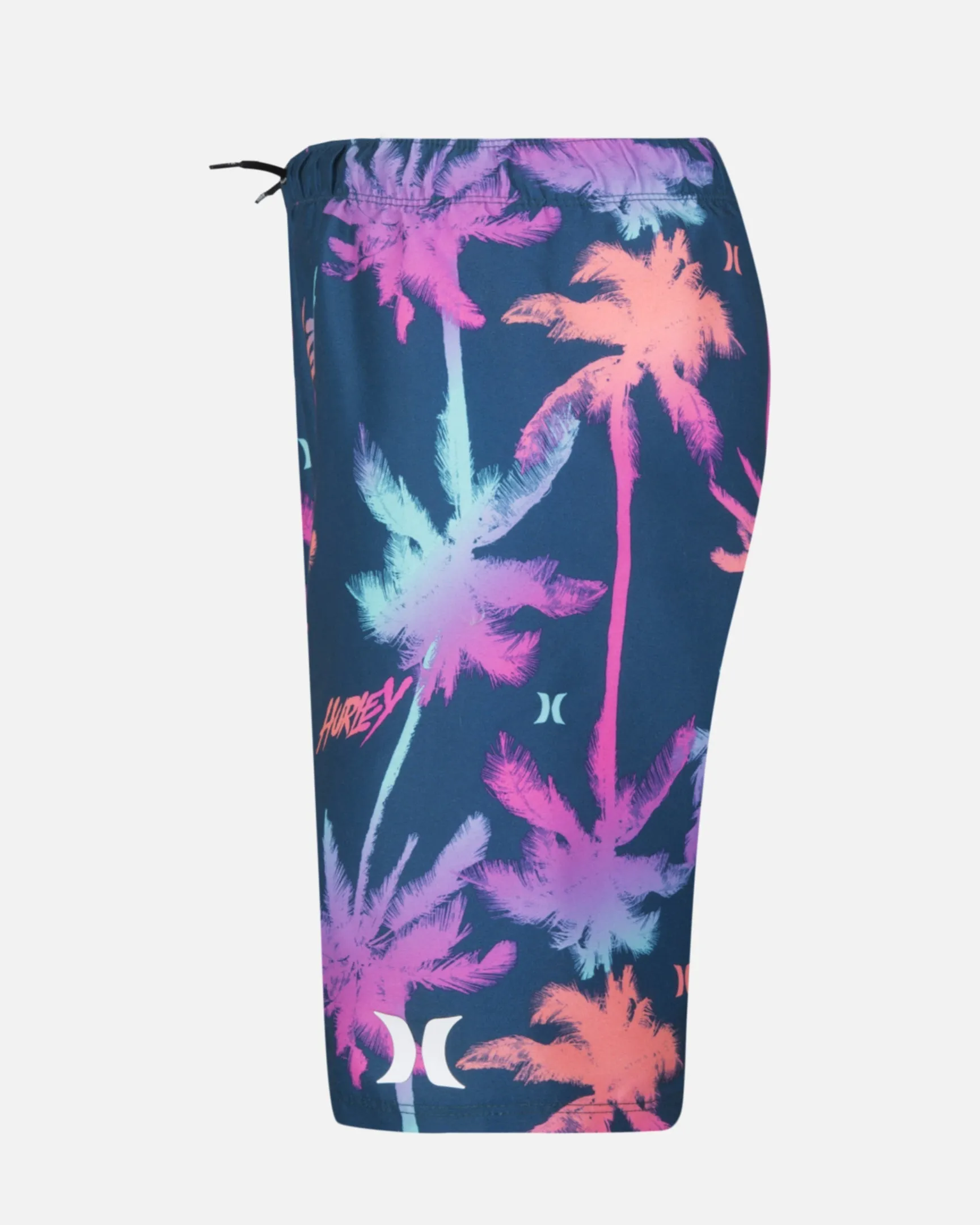 Boys Palm Print Pull On Swim Trunks