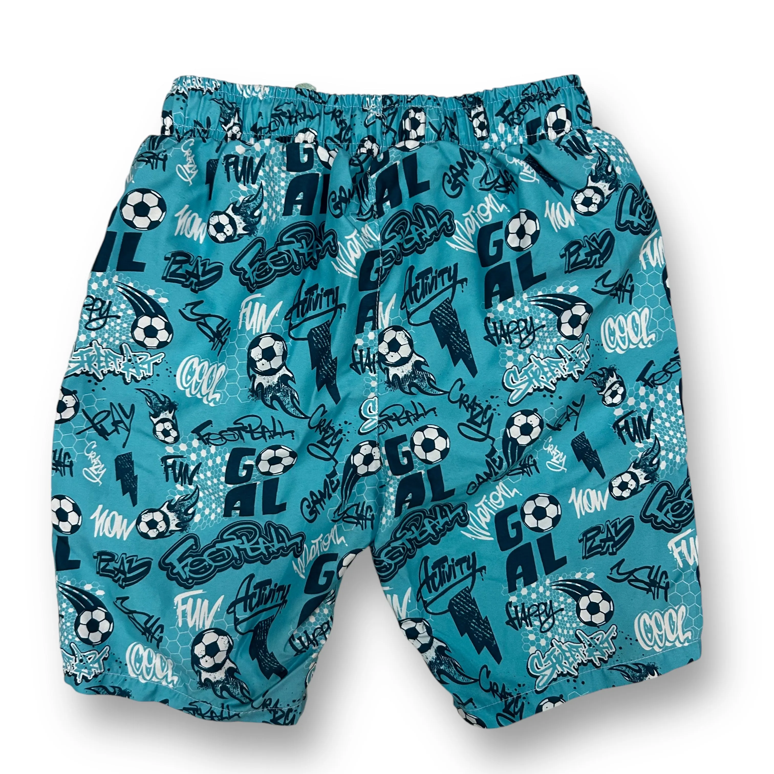 Boys Size 10/12 Green Soccer Adjustable Waist Swim Trunks