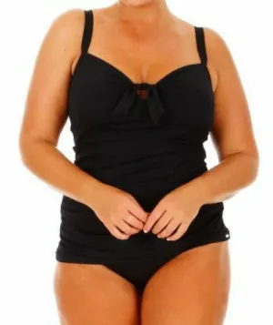 Capriosca Plain Tankini Top with Bow - Black