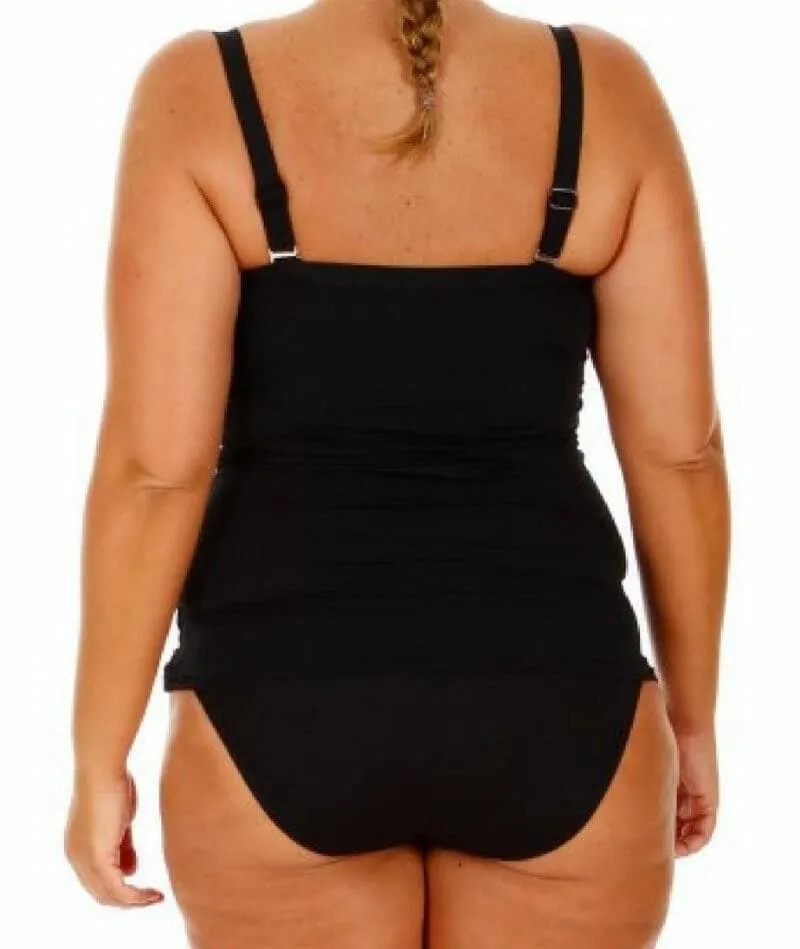 Capriosca Plain Tankini Top with Bow - Black