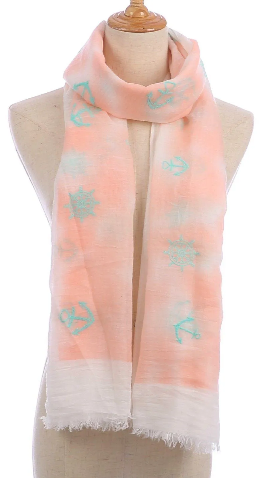 Casaba Women's Scarf Scarves Sailing Anchor Sea Nautical Wheel Soft Sheer