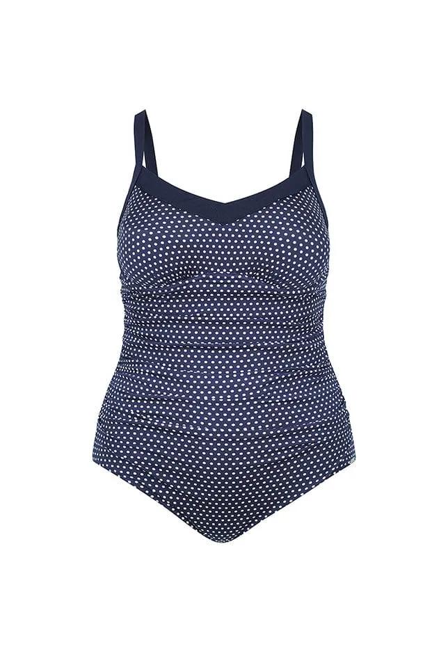 Chlorine Resistant Navy & White Dots Underwire One Piece