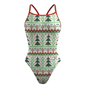 Christmas Tree Sweater Skinny Strap Swimsuit