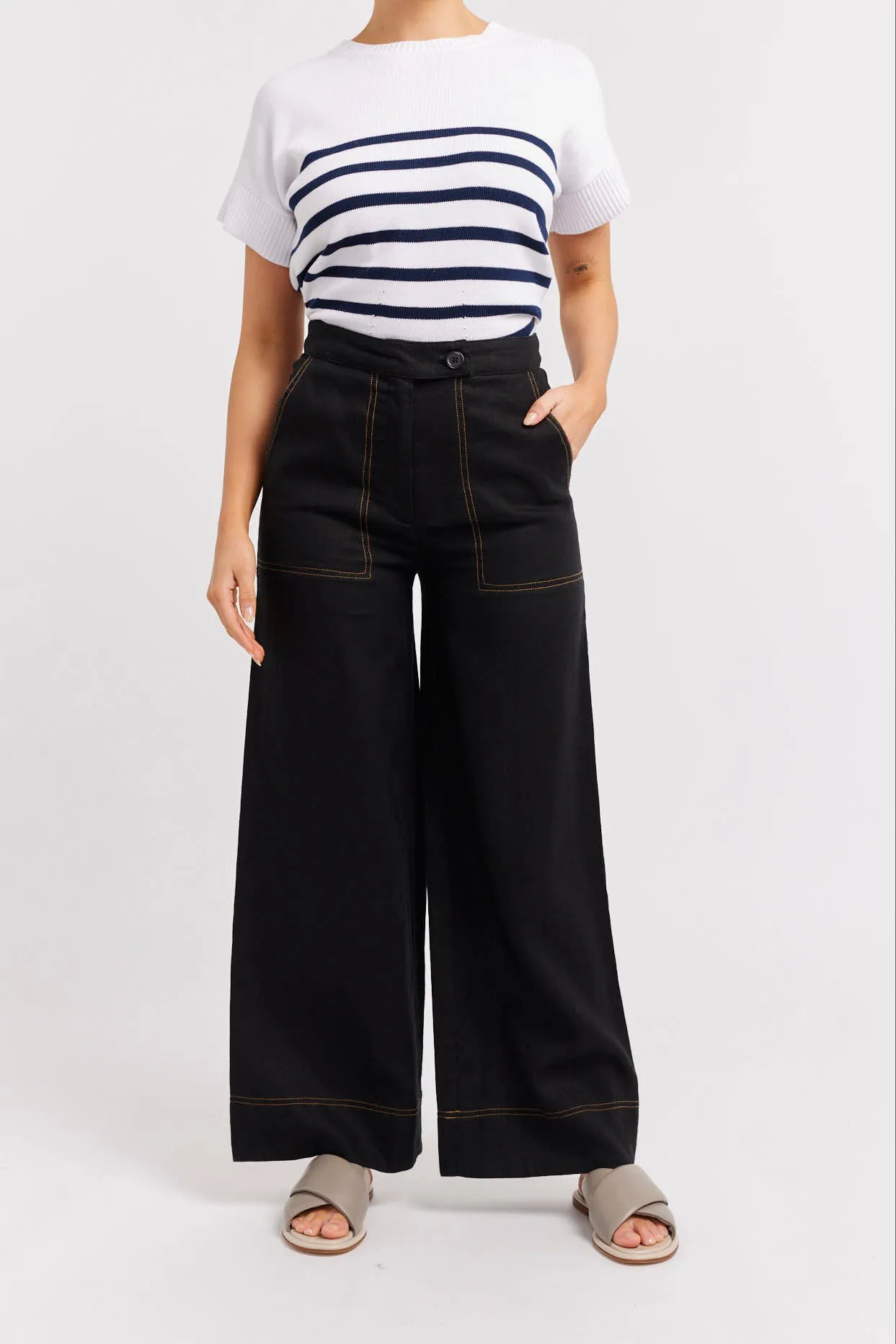 Clio Linen Pant in Black