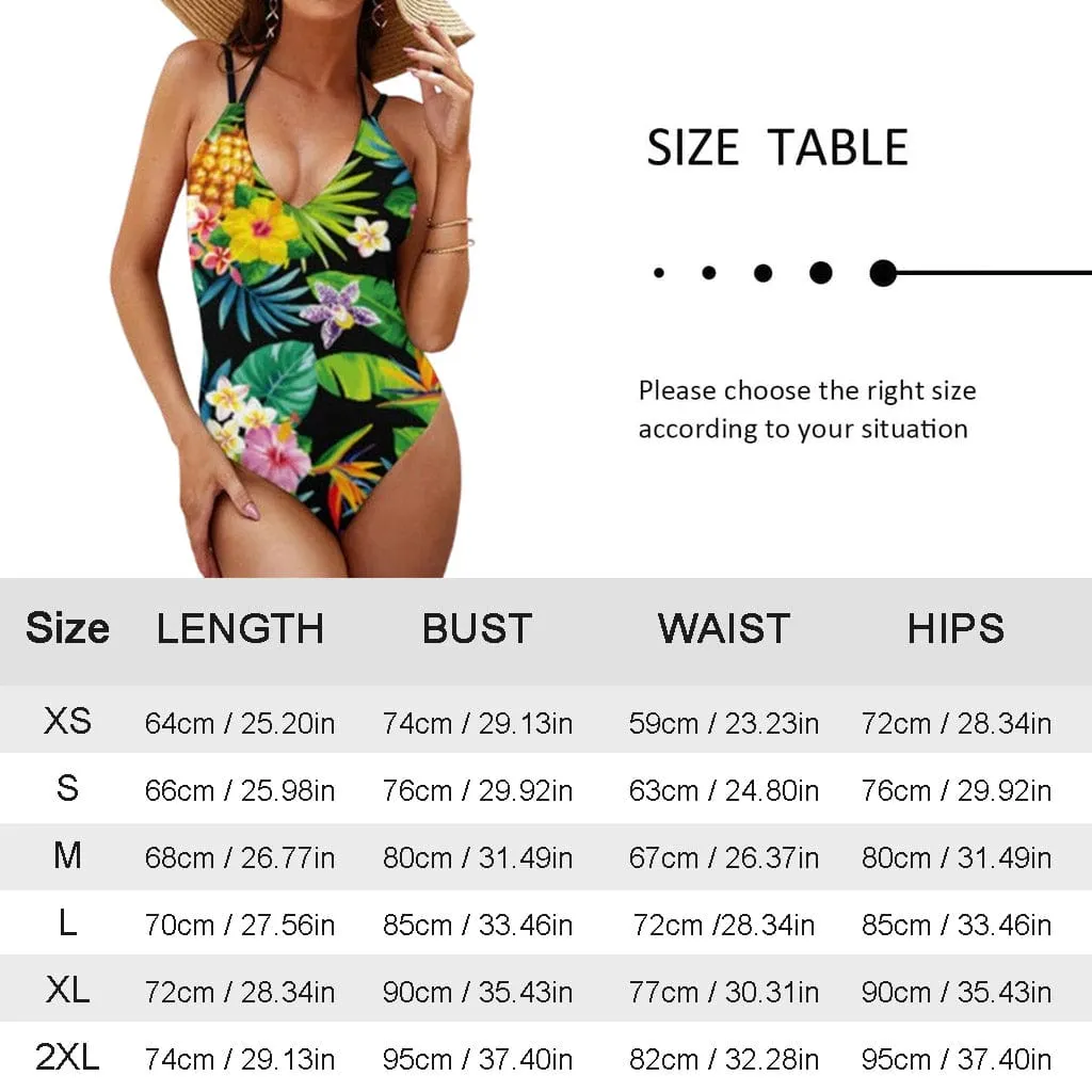 Custom Face American Stars Swimsuit Personalized Women's V-neck One Piece Bathing Suit For Her