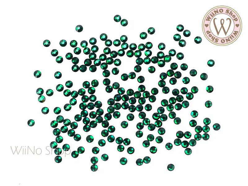 Dark Green Round Flatback Crystal (ss3-ss16)