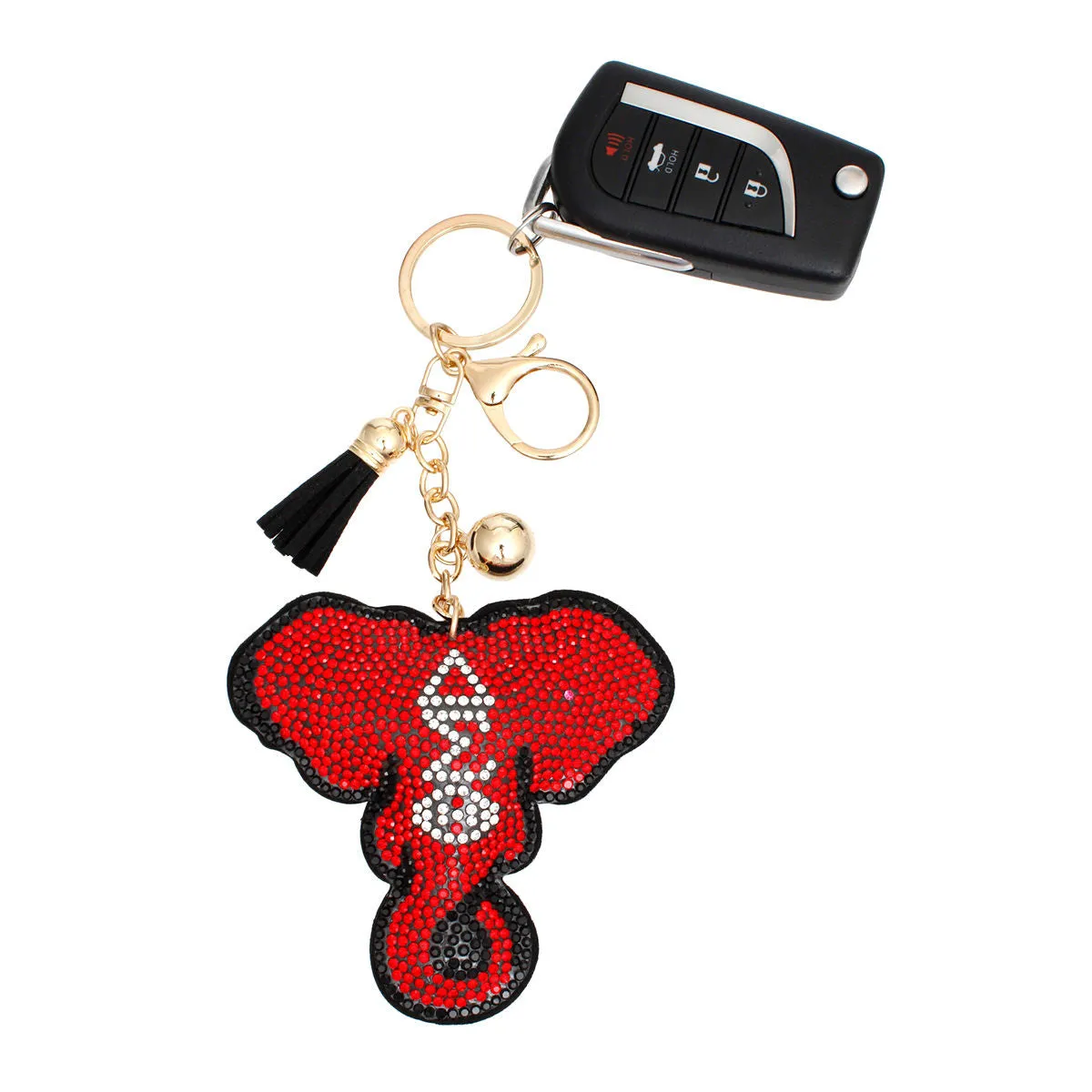 Delta Sigma Theta DST Sorority Inspired Elephant Head Red Padded Keychain