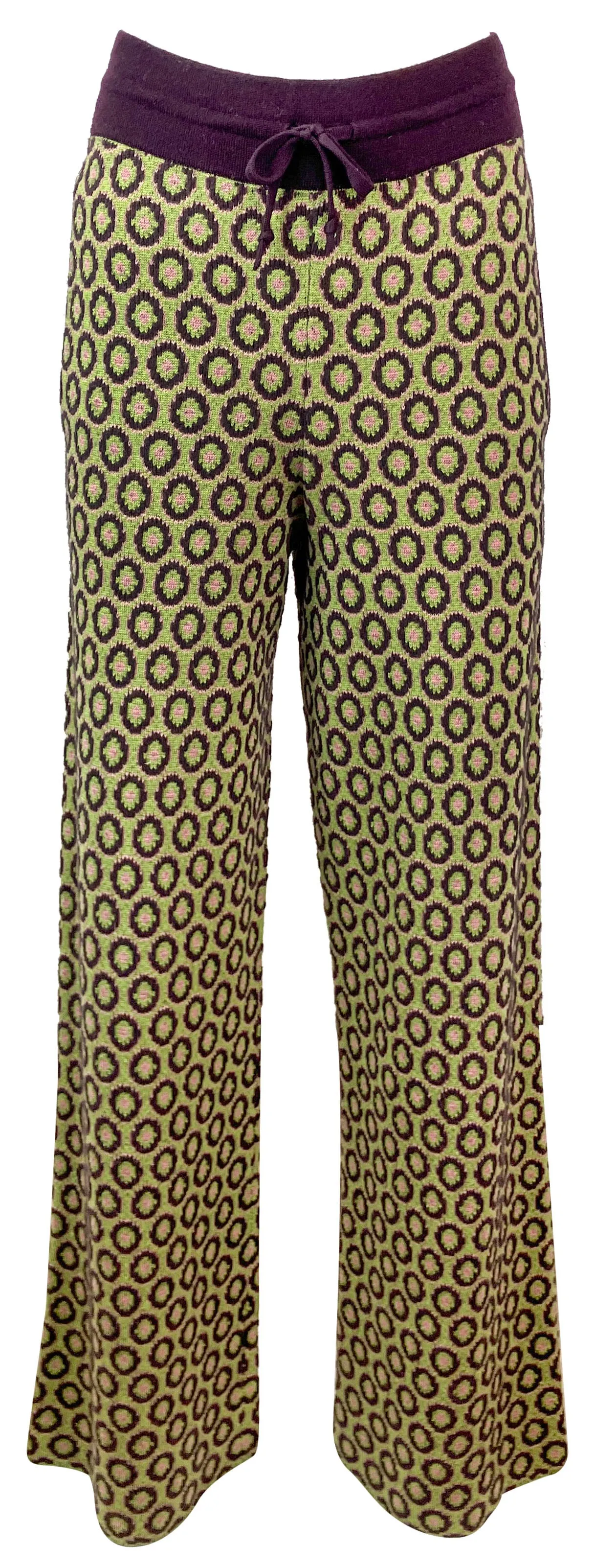 Dries Van Noten Tindra Knit Pants in Green/Purple