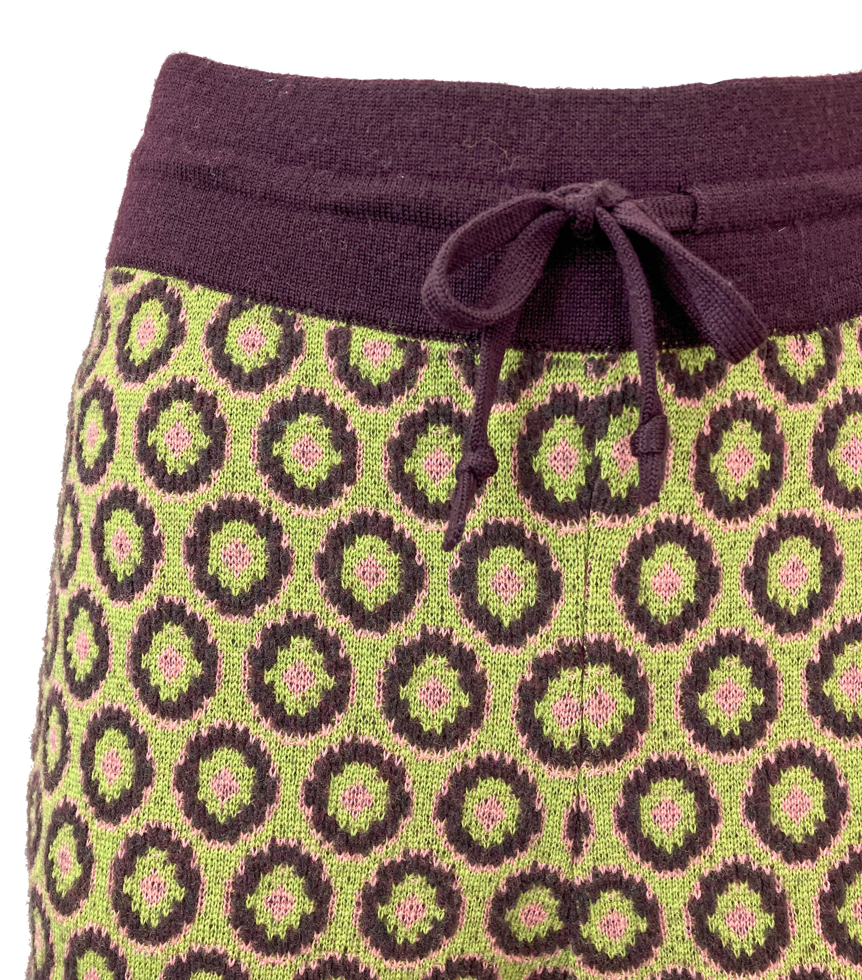 Dries Van Noten Tindra Knit Pants in Green/Purple