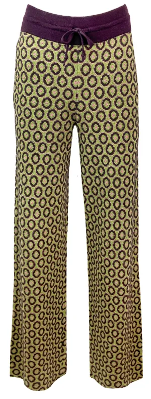 Dries Van Noten Tindra Knit Pants in Green/Purple