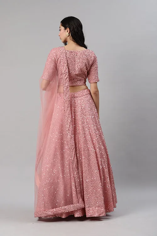 Dusty Peach Velvet Exclusive Traditional Look Lehenga Choli