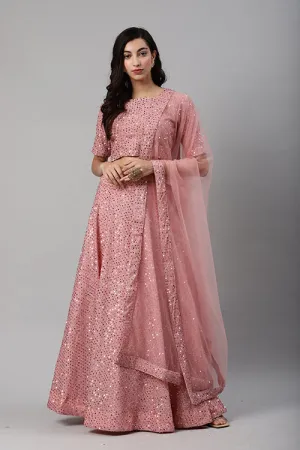 Dusty Peach Velvet Exclusive Traditional Look Lehenga Choli