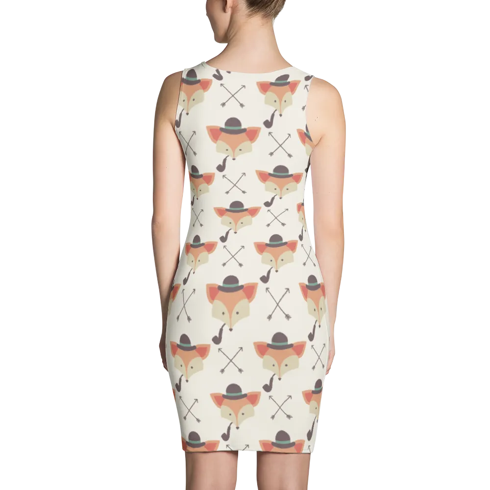 Fox with Hat Hipster Print Bodycon Dress