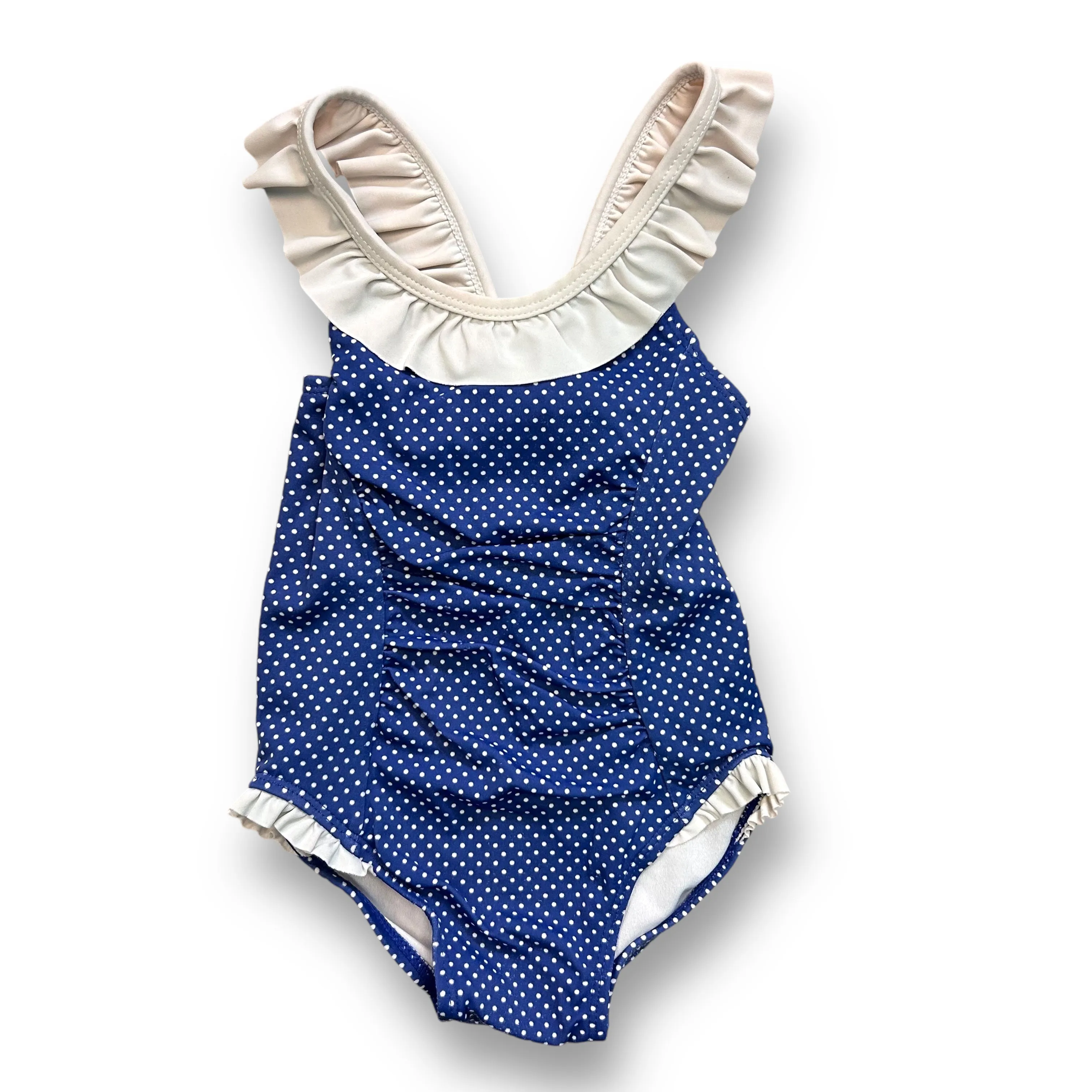 Girls Janie and Jack Size 18-24 Months Blue & White Polka Dot Bathing Suit