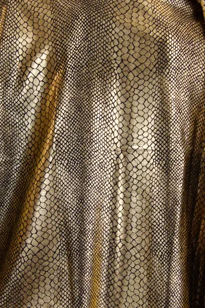 Gold Anaconda Metallic Spandex Fabric Sample