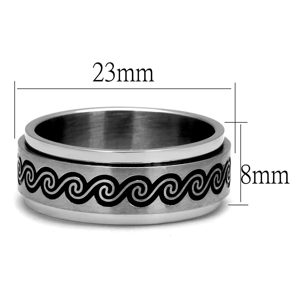 High polished (no plating) Stainless Steel Ring with Epoxy in Jet for Women Style TK2930