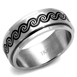 High polished (no plating) Stainless Steel Ring with Epoxy in Jet for Women Style TK2930