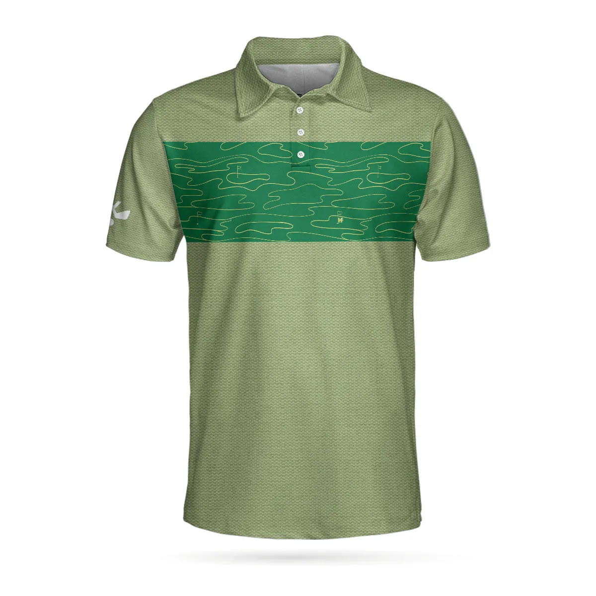 Hit 'Em Long & Straight Golf Course Pattern Polo Shirt, Elegant Golf Shirt For Men, Cool Gift For Golfers Coolspod