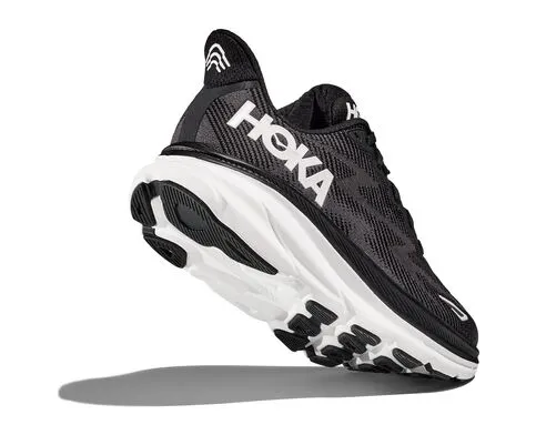 Hoka Mens Clifton 9 Wide Running Shoe - Black/White