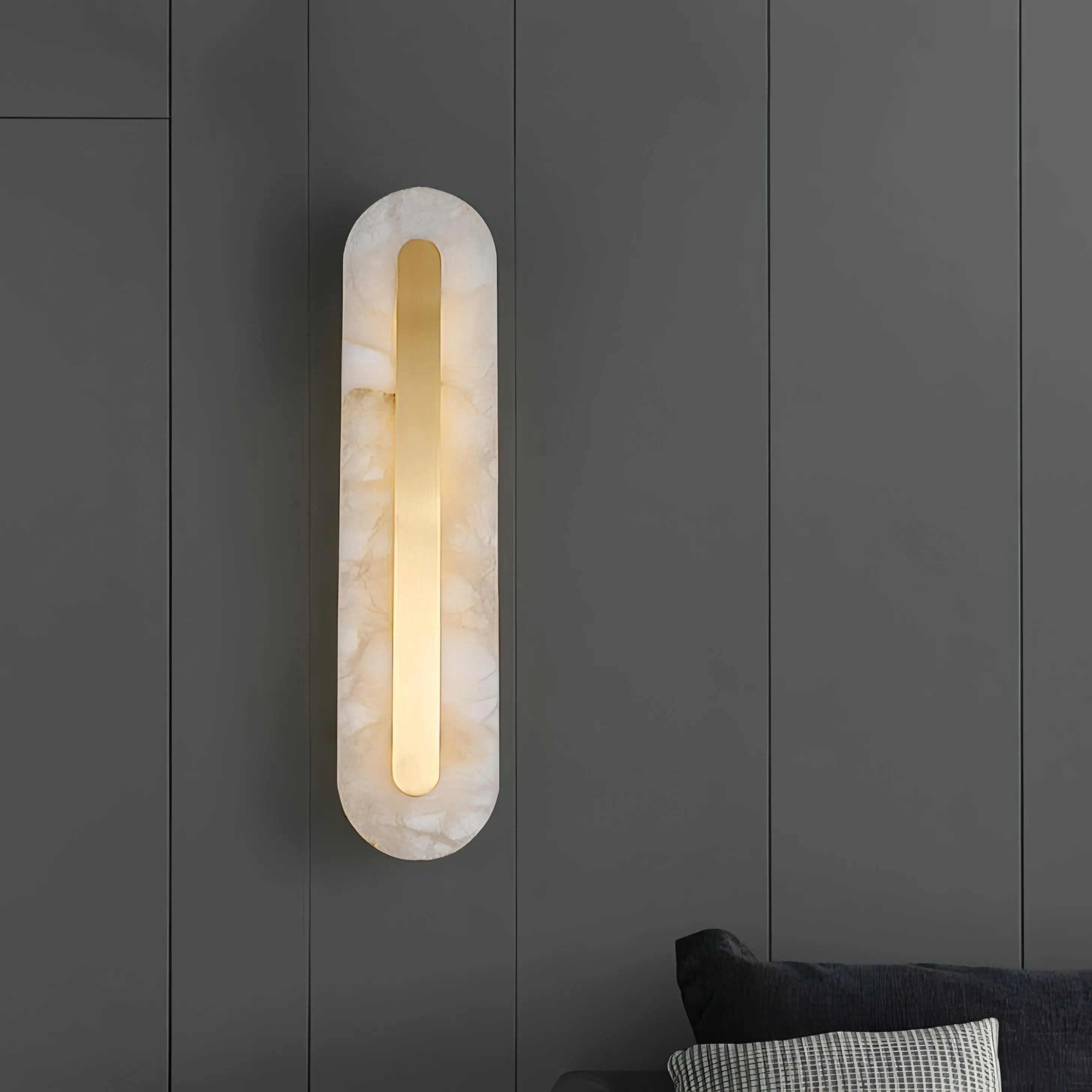 Jedidiah - Marble Gold Frame Rounded Wall Light