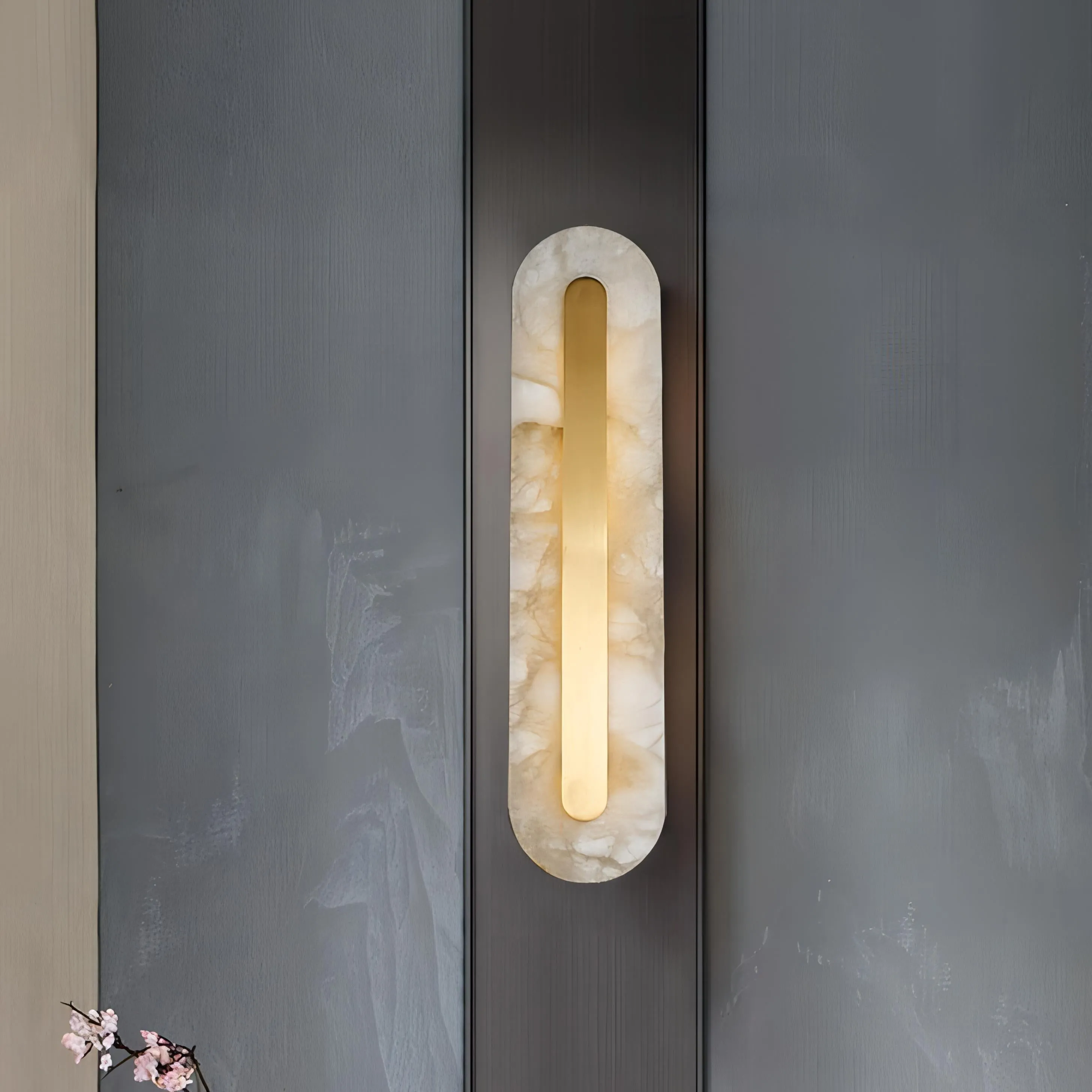 Jedidiah - Marble Gold Frame Rounded Wall Light